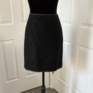 Ann Taylor Black Mini Skirt With White Stitching Detail.